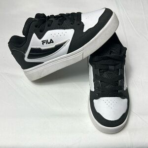 Fila Kids Black and White Retro Basketball Sneakers